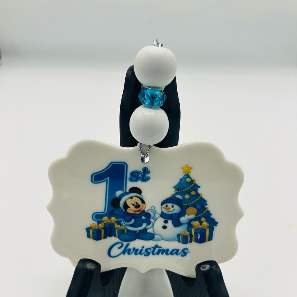 Disney Christmas Ornament with Blue and White Design ( Handmade)